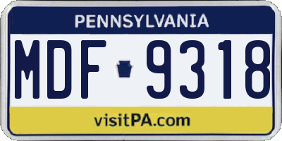 PA license plate MDF9318
