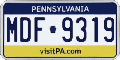 PA license plate MDF9319