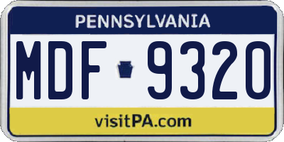 PA license plate MDF9320