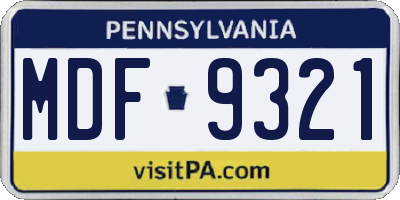 PA license plate MDF9321