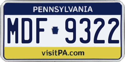 PA license plate MDF9322