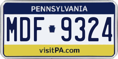 PA license plate MDF9324