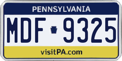 PA license plate MDF9325