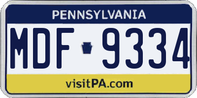 PA license plate MDF9334