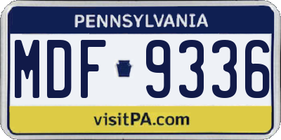 PA license plate MDF9336