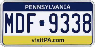 PA license plate MDF9338