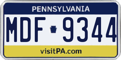 PA license plate MDF9344