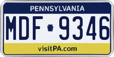 PA license plate MDF9346