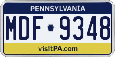 PA license plate MDF9348