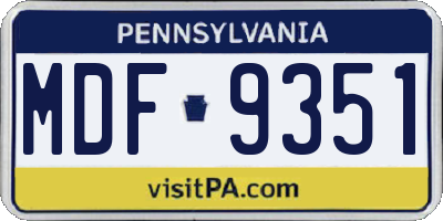 PA license plate MDF9351