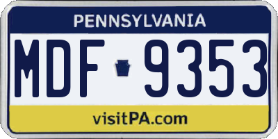 PA license plate MDF9353