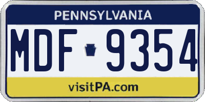 PA license plate MDF9354