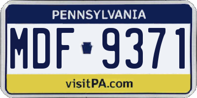 PA license plate MDF9371