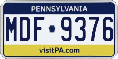 PA license plate MDF9376