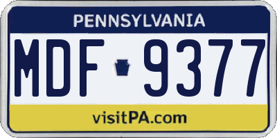 PA license plate MDF9377