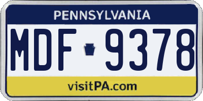 PA license plate MDF9378