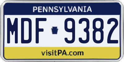 PA license plate MDF9382