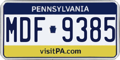 PA license plate MDF9385