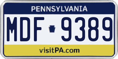 PA license plate MDF9389