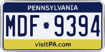 PA license plate MDF9394