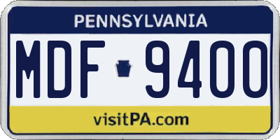 PA license plate MDF9400