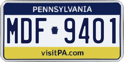 PA license plate MDF9401