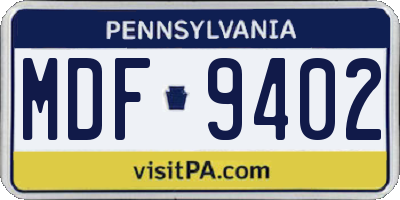 PA license plate MDF9402