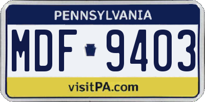 PA license plate MDF9403