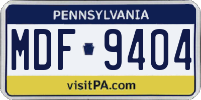 PA license plate MDF9404