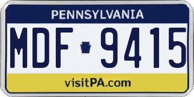 PA license plate MDF9415