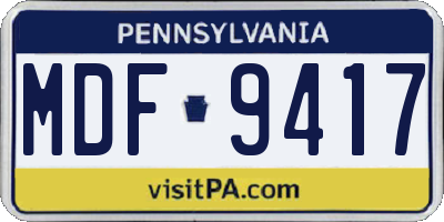 PA license plate MDF9417
