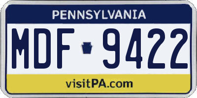 PA license plate MDF9422