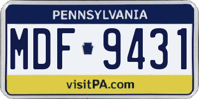 PA license plate MDF9431