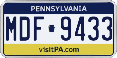 PA license plate MDF9433