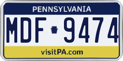 PA license plate MDF9474
