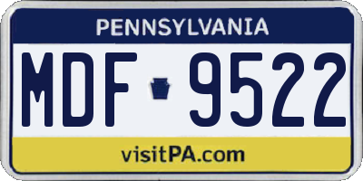 PA license plate MDF9522