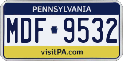 PA license plate MDF9532