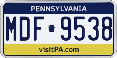 PA license plate MDF9538
