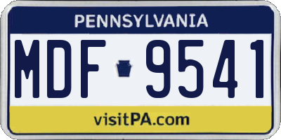 PA license plate MDF9541