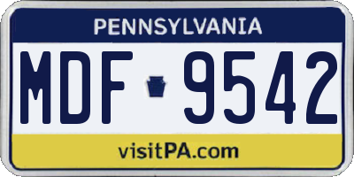 PA license plate MDF9542