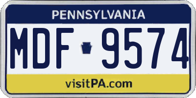 PA license plate MDF9574