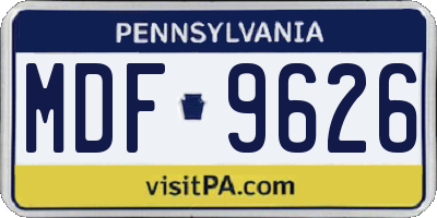 PA license plate MDF9626