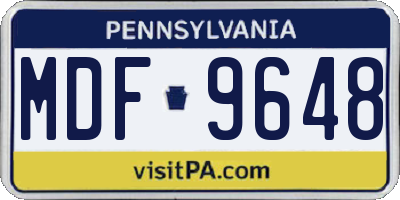 PA license plate MDF9648
