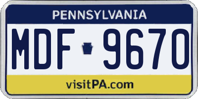 PA license plate MDF9670