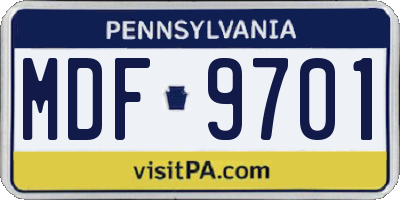 PA license plate MDF9701