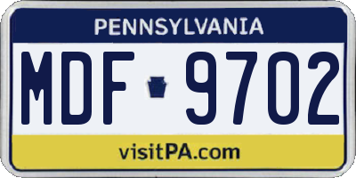 PA license plate MDF9702