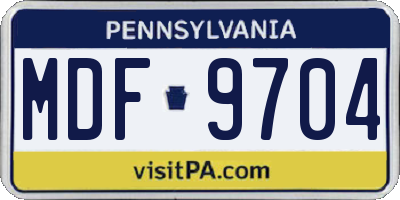 PA license plate MDF9704