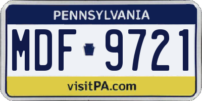PA license plate MDF9721
