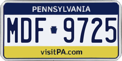 PA license plate MDF9725