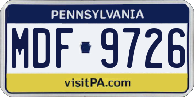 PA license plate MDF9726